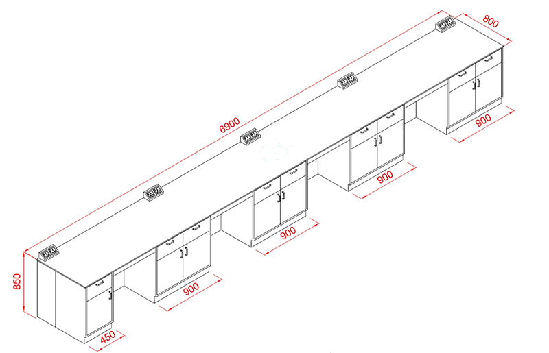 Laboratory Wall Bench Drawing